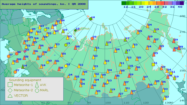 Average heights of soundings