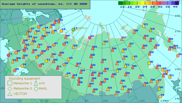 Average heights of soundings