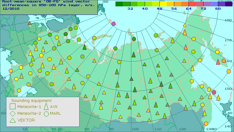 Root-mean-square 'OB-FG' wind vector differences in 850-100 hPa layer