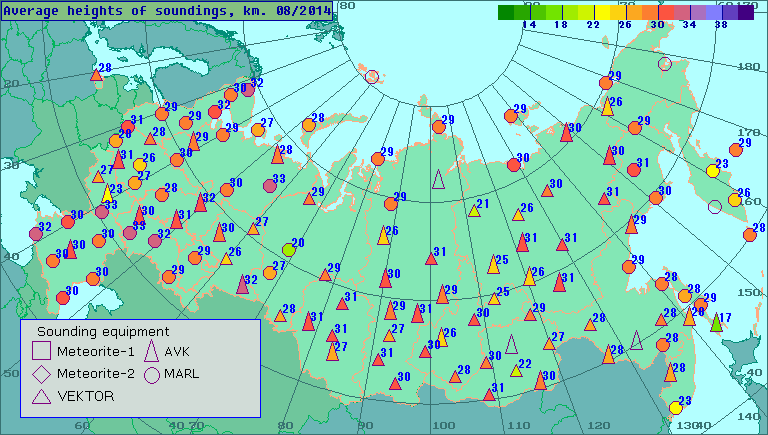 Average heights of soundings