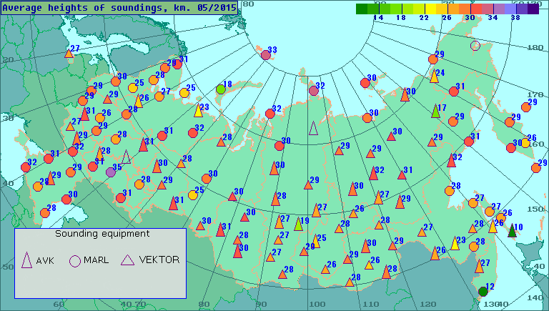 Average heights of soundings