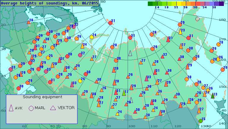 Average heights of soundings