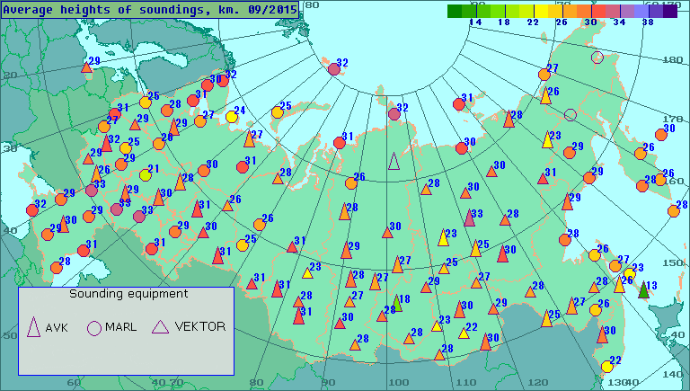 Average heights of soundings