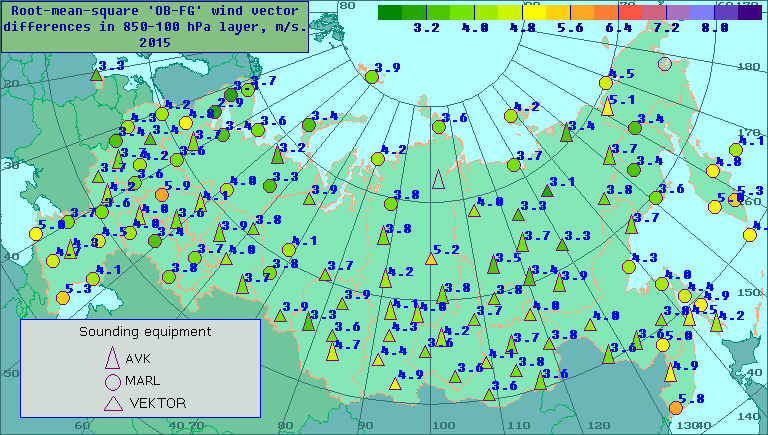 Root-mean-square 'OB-FG' wind vector differences in 850-100 hPa layer