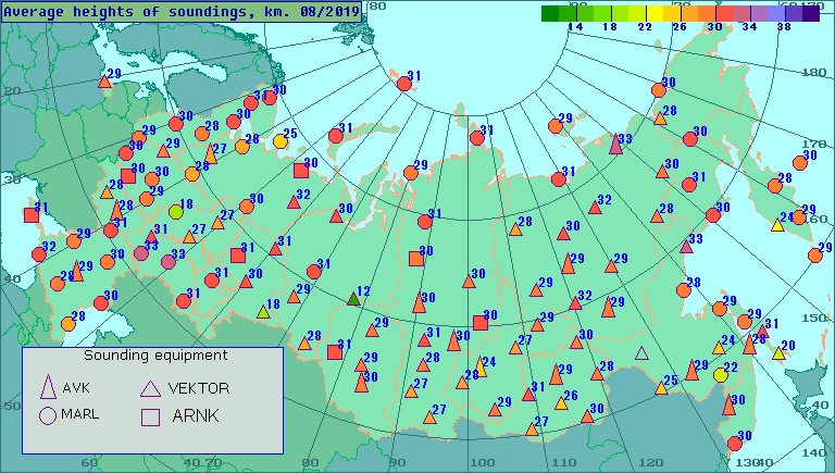 Average heights of soundings