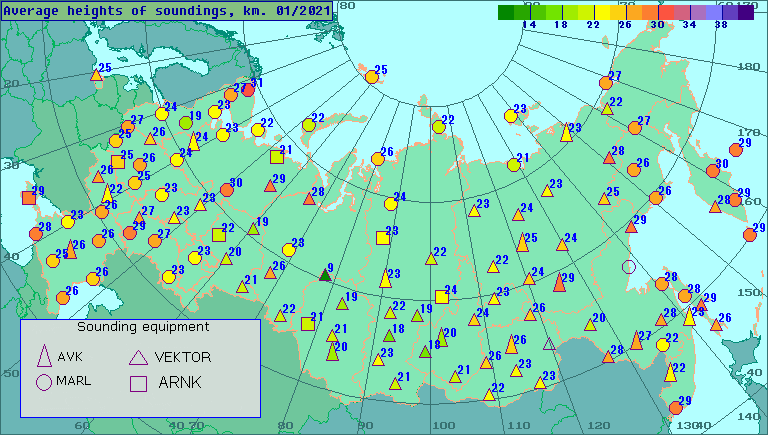 Average heights of soundings